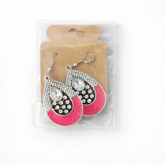 NWT Beaded large Pink Earrings - Picture 1 of 3